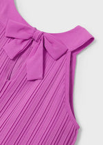 Girls Pink Pleated Ruffle Dress