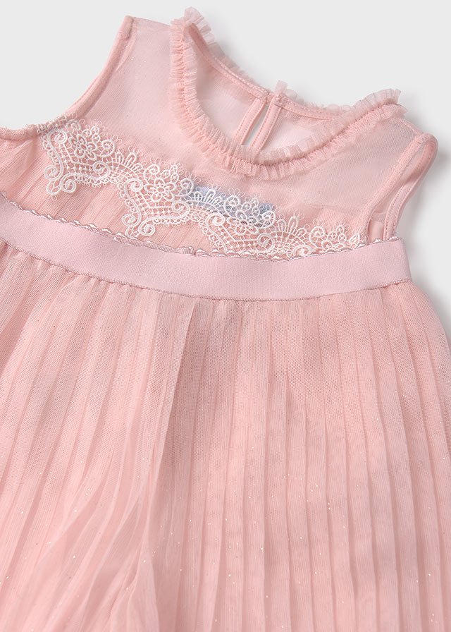 Girls Pink Pleated Tulle Pants Set