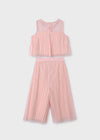 Girls Pink Pleated Tulle Pants Set