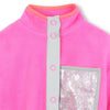 Girls Pink Polar Fleece Jumper With Sequin Pocket