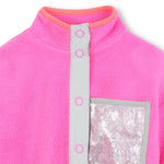 Girls Pink Polar Fleece Jumper With Sequin Pocket