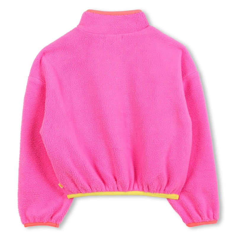 Girls Pink Polar Fleece Jumper With Sequin Pocket