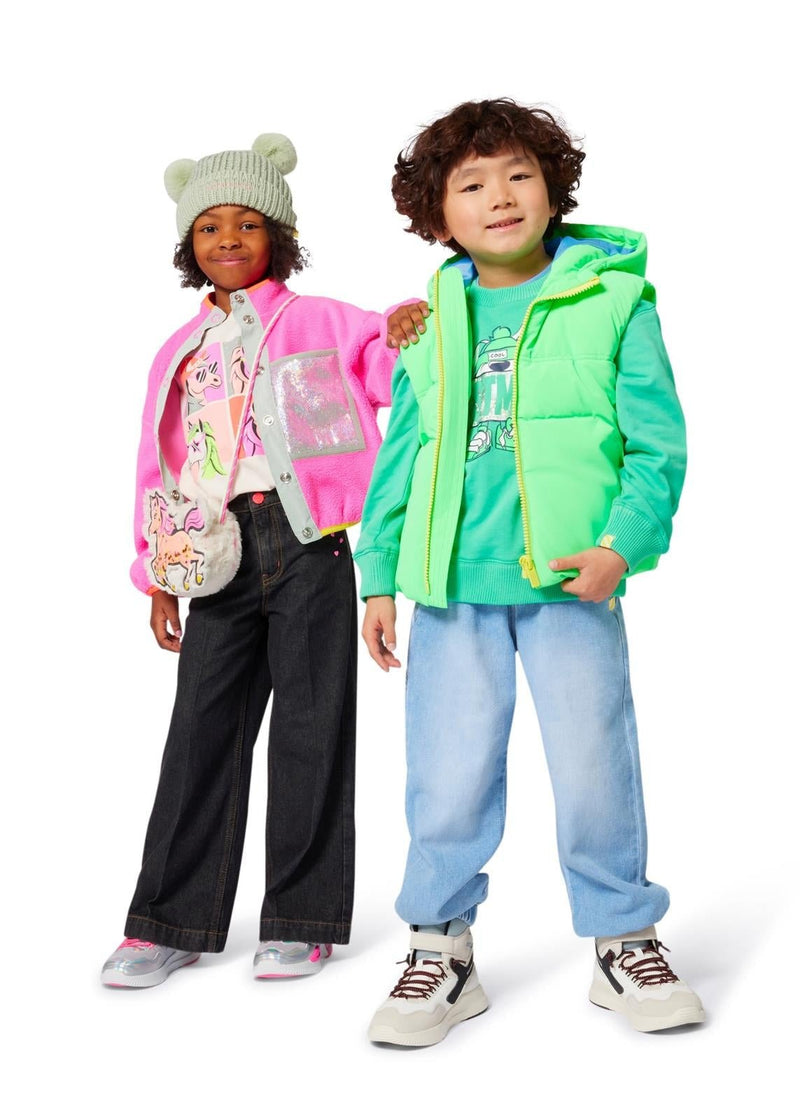 Girls Pink Polar Fleece Jumper With Sequin Pocket