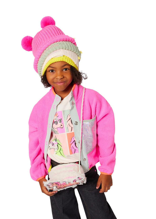 Girls Pink Polar Fleece Jumper With Sequin Pocket