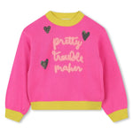 Girls Pink ‘Pretty Troublemaker’ Knit Jumper