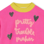 Girls Pink ‘Pretty Troublemaker’ Knit Jumper