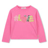 Girls Pink Sequin LOVE Long Sleeve Top