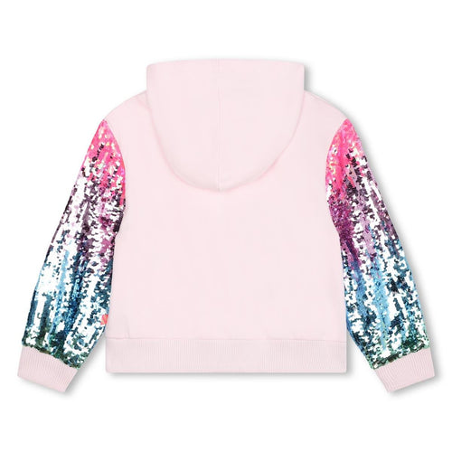 Girls' Pink Sequin - Sleeve Zip - Up Hoodie (Billieblush)