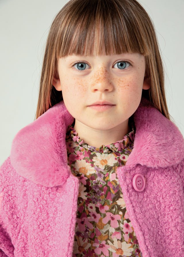 Girl's Pink Shearling Coat (Mayoral)