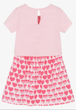 Girls Pink Stretch Jersey Short - Sleeve Dress