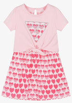 Girls Pink Stretch Jersey Short - Sleeve Dress