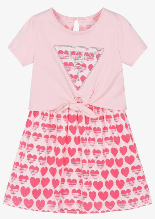 Girls Pink Stretch Jersey Short - Sleeve Dress