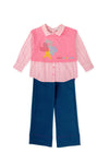 Girls Pink Stripe Shirt & Trousers Set