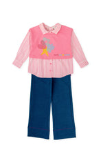 Girls Pink Stripe Shirt & Trousers Set