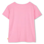 Girls Pink T-Shirt with Sequin Bird Print