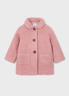 Girls Pink Textured Boucle Coat