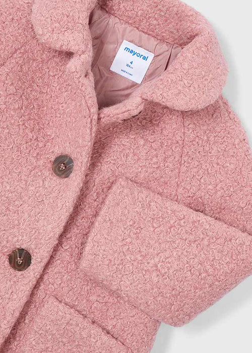 Girls Pink Textured Boucle Coat