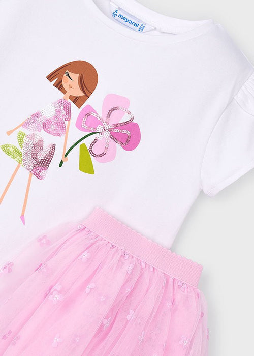 Girls Pink Tulle Skirt Set