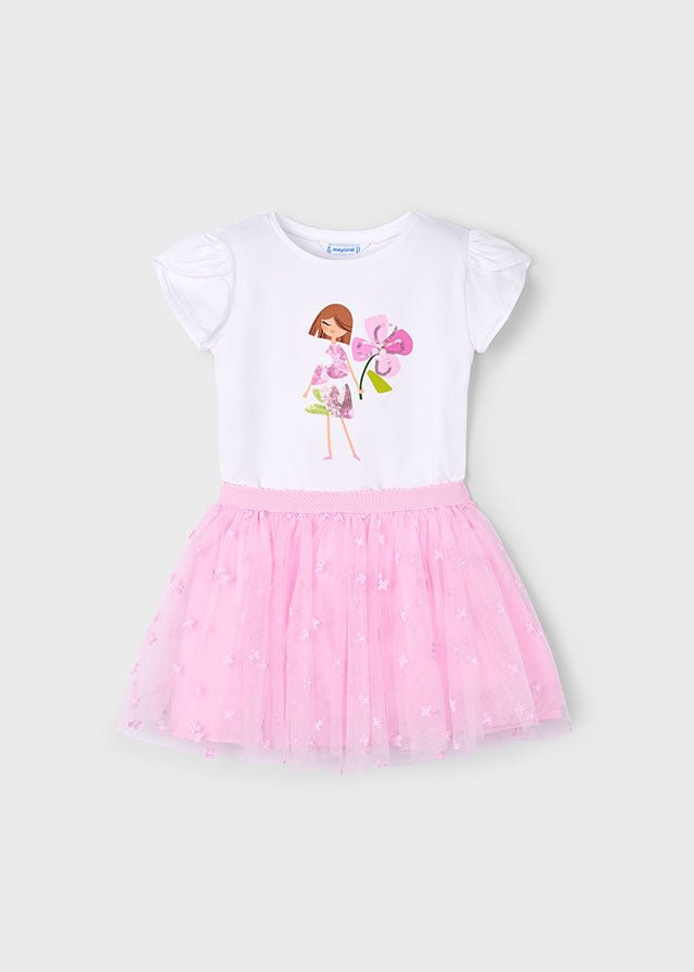 Girls Pink Tulle Skirt Set