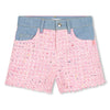 Girls Pink Tweed Shorts with Denim Trim (Billieblush)