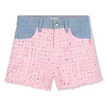 Girls Pink Tweed Shorts with Denim Trim (Billieblush)