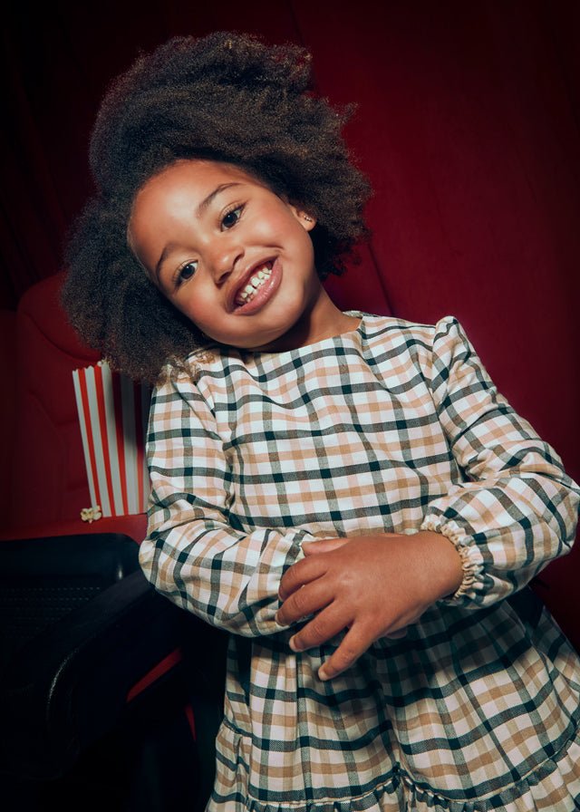 Girls Plaid Cotton Dress with Bows