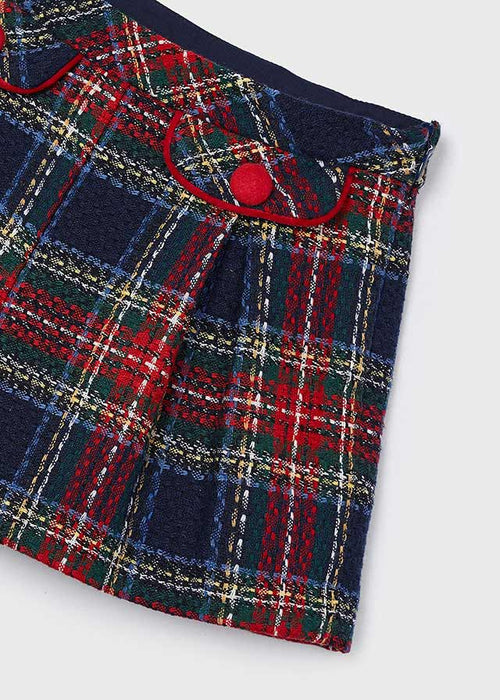 Girls' Plaid Shorts with Decorative Buttons (Mayoral)