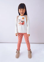 Girls Plant Print Top & Patterned Legging Set