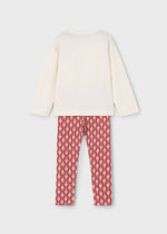 Girls Plant Print Top & Patterned Legging Set