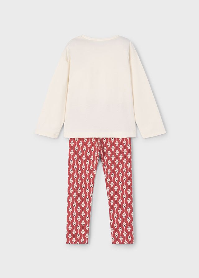 Girls Plant Print Top & Patterned Legging Set