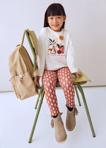 Girls Plant Print Top & Patterned Legging Set