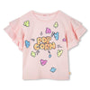 Girls Popcorn Graphic Tee with Flounced Sleeves