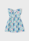 Girls Printed Flutter - Sleeve Dress