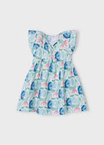 Girls Printed Flutter - Sleeve Dress