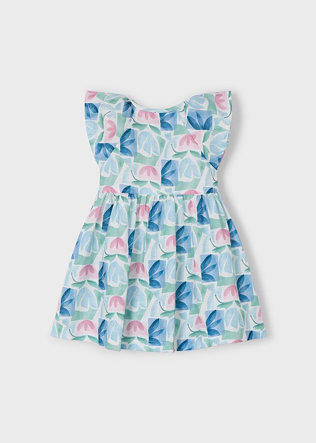 Girls Printed Flutter - Sleeve Dress