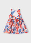 Girls Printed Linen Blend Dress