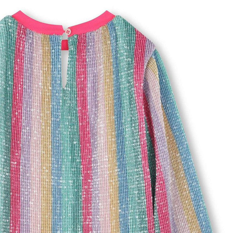 Girls Rainbow Pleated Sequin Dress (Billieblush)