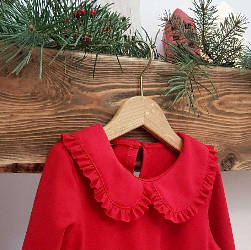 Girls Red Christmas Dress Peter Pan Collar (GT atut)