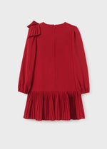 Girls Red Crepe Dress With Bow (Mayoral)