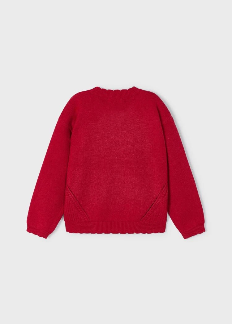 Girls Red Crewneck Knit Sweater (Mayoral)