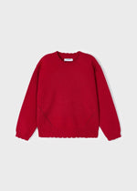 Girls Red Crewneck Knit Sweater (Mayoral)