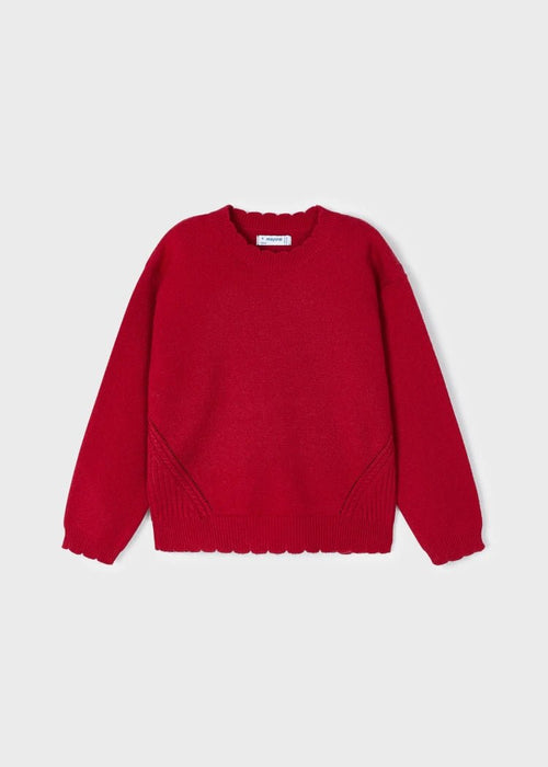 Girls Red Crewneck Knit Sweater (Mayoral)