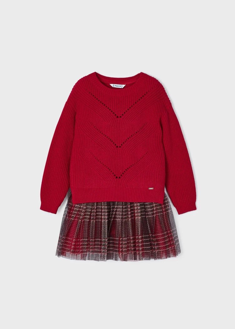 Girls Red Dress & Sweater Set (Mayoral)