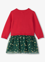 Girls Red & Green Festive Dress