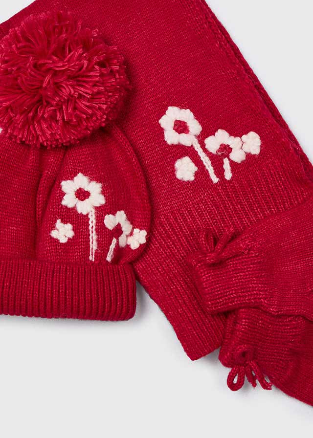 Girls Red Hat Scarf Gloves Set CottonKids.ie