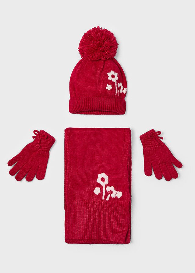Girls Red Hat, Scarf, Gloves Set – - Main Image
