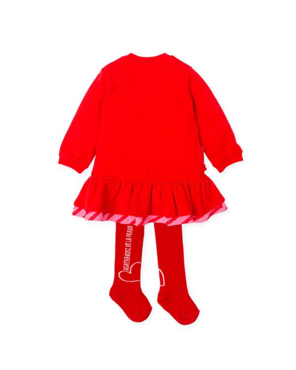 Girls Red Heart Cotton Dress Set