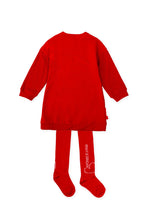 Girls Red Heart Jersey Dress & Tights Set
