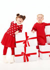 Girls Red Heart Print Skirt Set