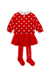 Girls Red Heart Print Skirt Set